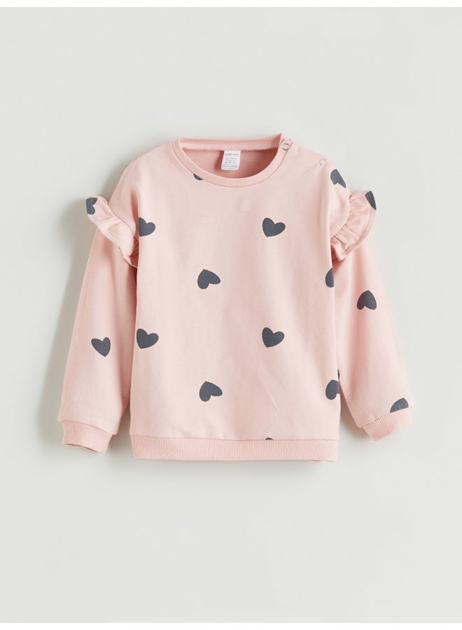 LC WAIKIKI Crew Neck Printed Baby Girls Sweatshirt and Tights 2 Pack - Image 2