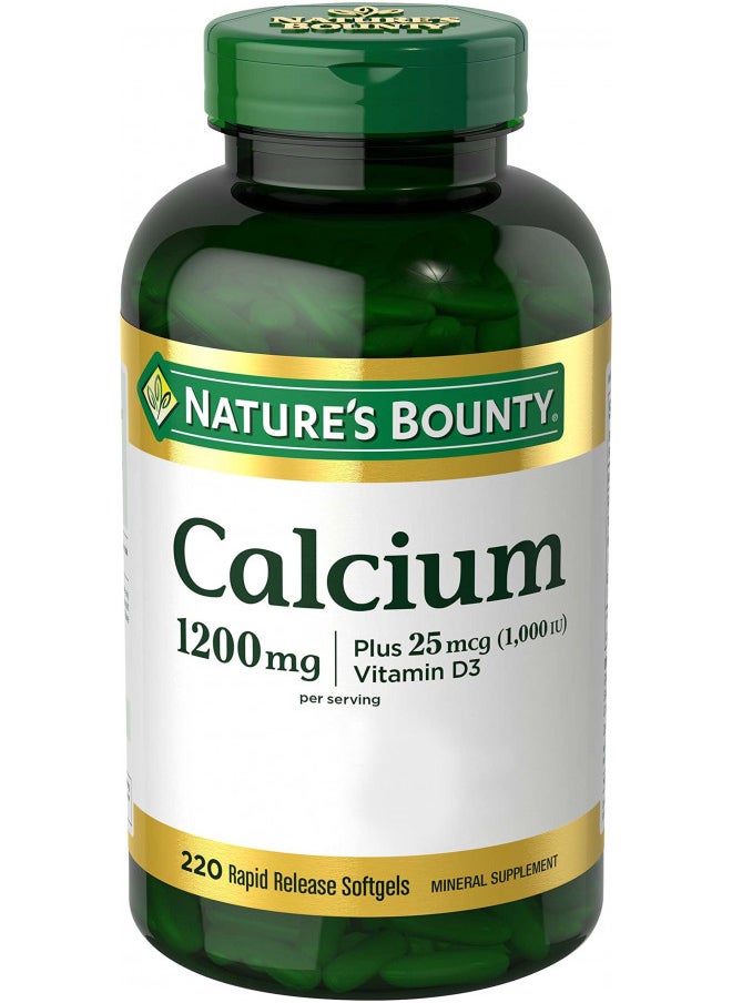 NATURE'S BOUNTY - Natures Bounty Calcium 1200 mg With Vitamin D3, Bone Health & Immune Support, 1000 IU, 220 Softgels - Image 1