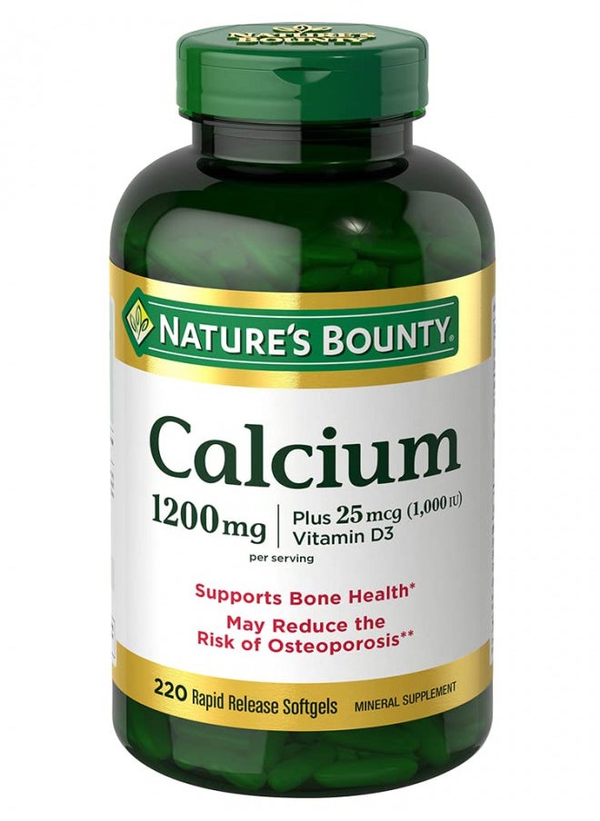 NATURE'S BOUNTY - Natures Bounty Calcium 1200 mg With Vitamin D3, Bone Health & Immune Support, 1000 IU, 220 Softgels - Image 1