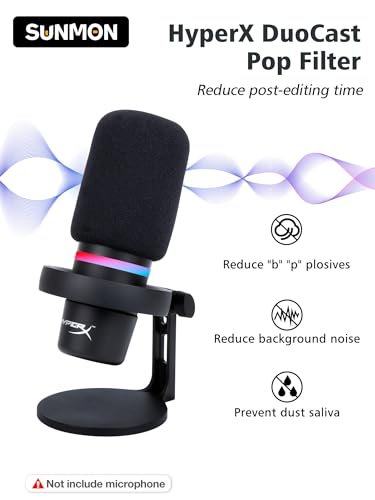 SUNMON HyperX DuoCast Pop Filter Compatible with HyperX Duo Cast Microphone, Mic Windscreen Pop Filter Reduce Noise and Plosives, DuoCast Mic Cover Foam By SUNMON - Image 2
