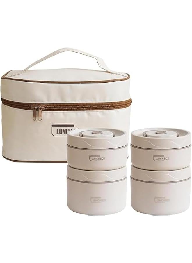 HOOKOR 4Pack Stainless Steel Bento Lunch Box,Portable Insulated Lunch Container Set,Leakproof Thermal Food Container with Bag for Adults To Work, Teens to school - Image 1