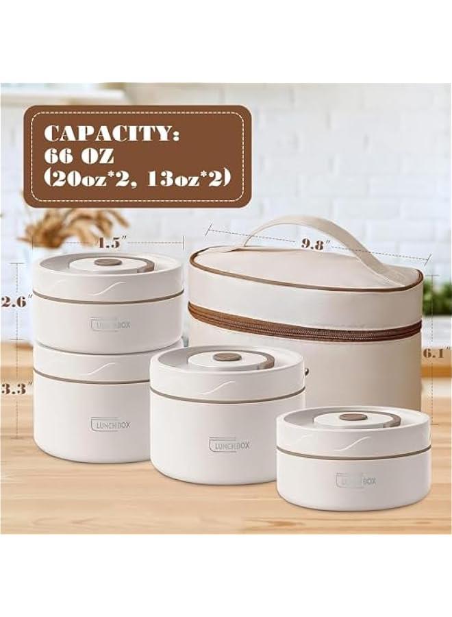 HOOKOR 4Pack Stainless Steel Bento Lunch Box,Portable Insulated Lunch Container Set,Leakproof Thermal Food Container with Bag for Adults To Work, Teens to school - Image 2