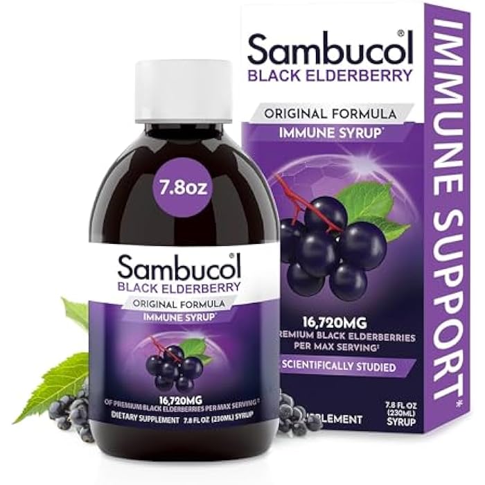 Sambucol Black Elderberry Syrup - Sambucus Elderberry Syrup for Adults Immune Support, Elderberry Liquid, Elderberry Extract, Gluten Free - 7.8 Fl Oz - Image 1