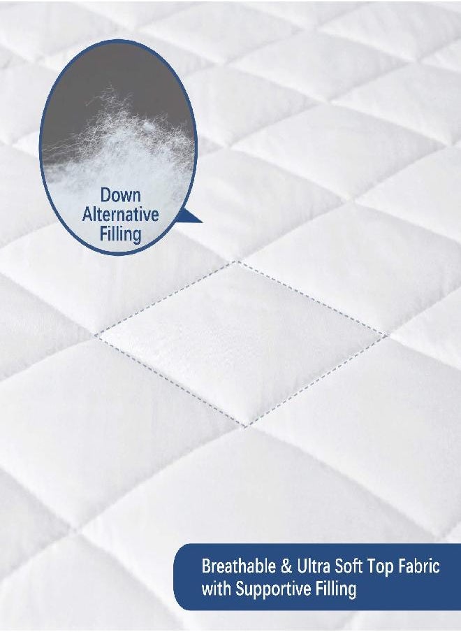 Moonsea 2 Pack Waterproof Mattress Pad Protector Twin, Absorbent Mattress Pads Quilted Fitted Mattress Protector, Twin Mattress Cover Down Alternative Filling, Deep Pocket Stretches up to 16 Inch 
