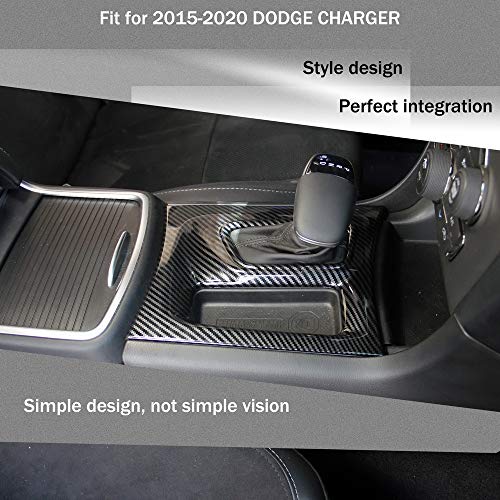 crosselec Carbon Fiber Central Control Gear Shift Panel Trim Fit for Dodge Charger 2015+ (black) - Image 2