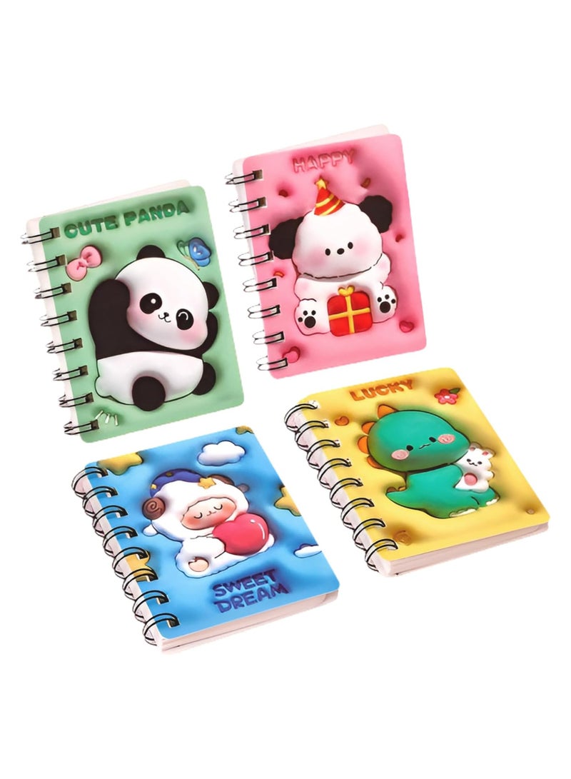 SYOSI Small Spiral Notebooks Pocket Mini Notebooks With Cute Animals Thick Hard Cover Tear Off Sheet Tiny Notepad Mini Pads for Home Office School Supplies Kids Women Party Favors Birthday A7 4PCS - Image 1