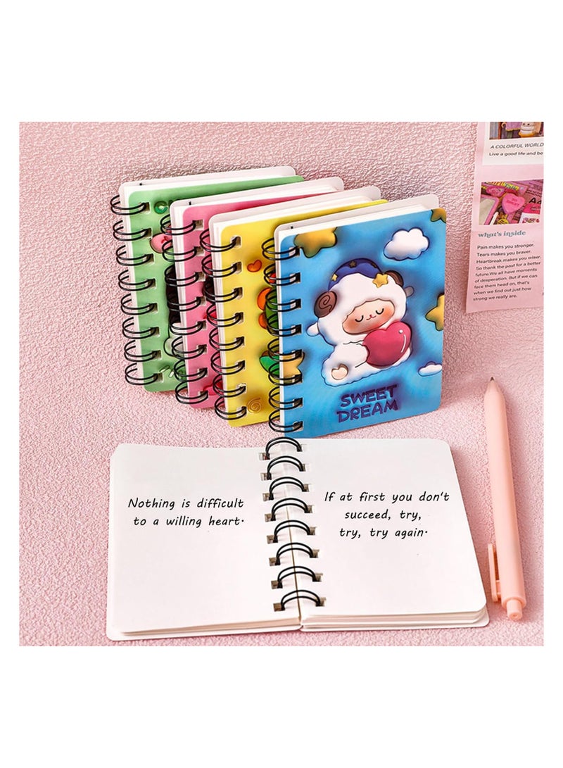 SYOSI Small Spiral Notebooks Pocket Mini Notebooks With Cute Animals Thick Hard Cover Tear Off Sheet Tiny Notepad Mini Pads for Home Office School Supplies Kids Women Party Favors Birthday A7 4PCS - Image 3