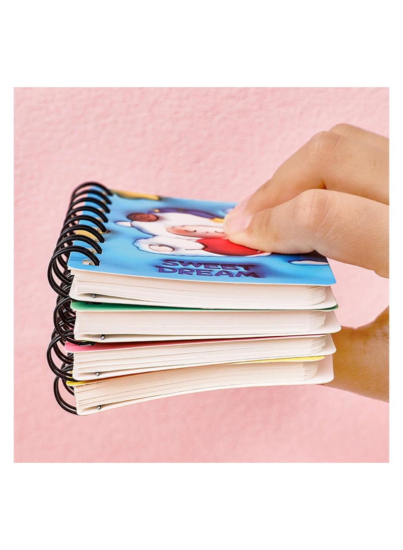 SYOSI Small Spiral Notebooks Pocket Mini Notebooks With Cute Animals Thick Hard Cover Tear Off Sheet Tiny Notepad Mini Pads for Home Office School Supplies Kids Women Party Favors Birthday A7 4PCS - Image 4
