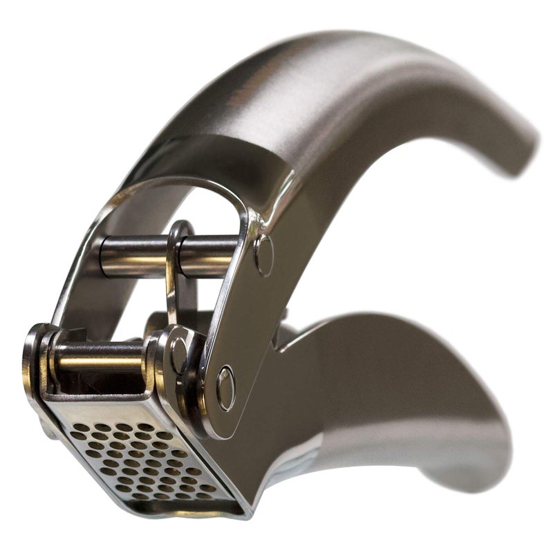 MANNKITCHEN MANNKITCHEN Stainless Steel Garlic Press Heavy Duty Professional Grade Double LeverAssisted Garlic Mincer with High Capacity Reservoir  Easy to Clean and Rust Free Garlic Crusher 