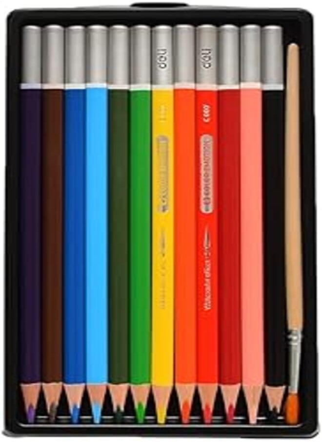 Deli Deli emotion c00700 watercolor pencils with a brush pack of 12 colors - mutli color 