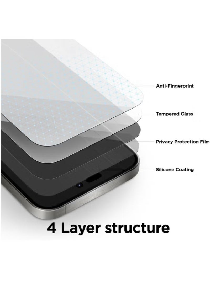 أوريجنال (عبوتان) واقي شاشة زجاجي مقوى مقاوم للغبار والخصوصية متوافق مع آيفون 15 - Image 3