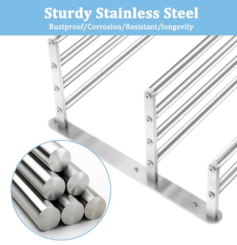 JIAPAIDUO 3 Tier Towel Racks for Bathroom Wall Mounted, 32 inch Bathroom Shelf with Towel Bar, Brushed Nickel Shelves for Towels, Stainless Steel Modern Silver Multi Holder - Image 5