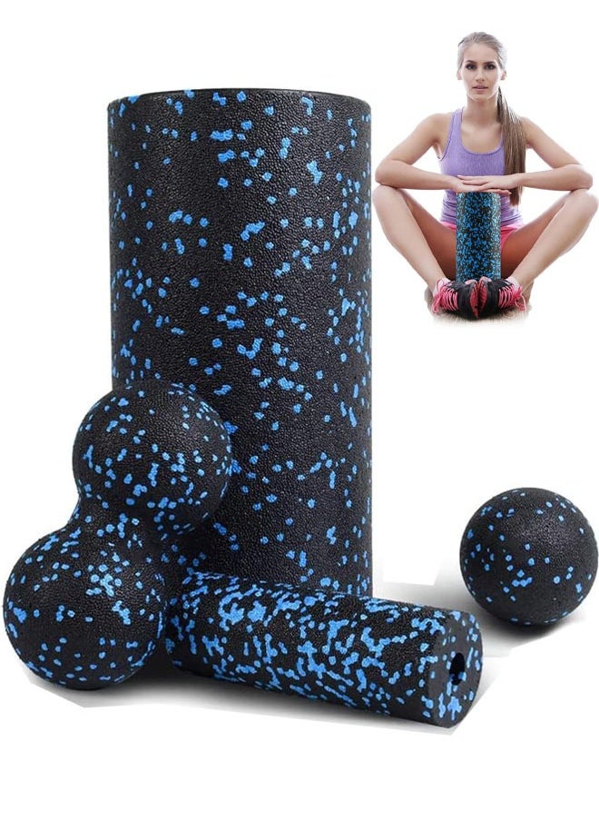 PYC Foam Roller - 4 in 1 High Density Foam Roller Set for Leg Back Neck Pain and Muscle Exercise, Yoga Foam Roller for Physical Therapy Core Pain Relief Deep Tissue Massage  - Image 1