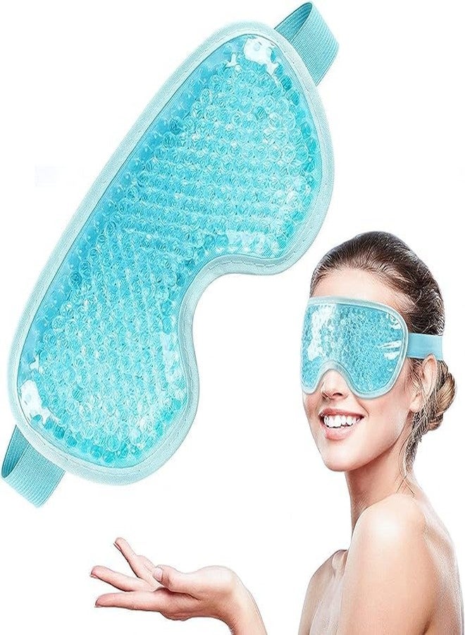 MAGHROLA Gel Eye Mask for Puffy Eyes, Hot&Cold Reusable Cooling Eye Mask for Dark Circles,Headache & Stress Relief - Soft Comfort Fit with Adjustable Strap - Cold Compress for Eyes & Face Spa Use,BLUE - Image 1