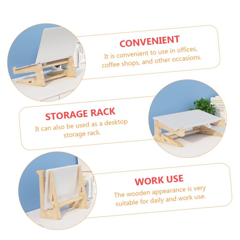 Wooden Laptop Stand for 12 to 14 7 Inch Laptops Reinforced Height Adjustable Ergonomic Desk Organizer - Image 5