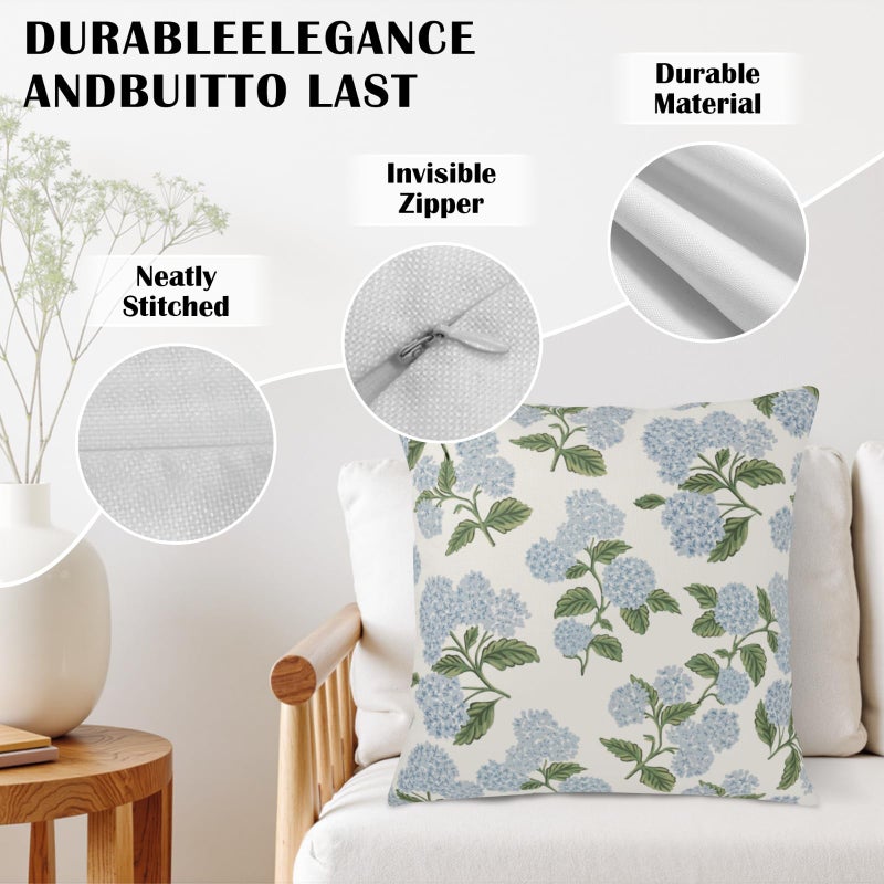 18 x 18 inch blue hydrangea flower double-sided printed pillow case 2 outdoor living room sofa decorative pillowcase - Image 3