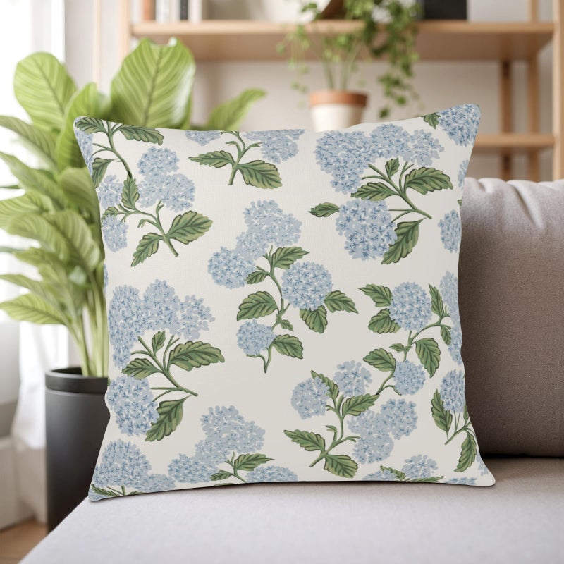 18 x 18 inch blue hydrangea flower double-sided printed pillow case 2 outdoor living room sofa decorative pillowcase - Image 2