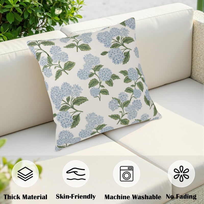 18 x 18 inch blue hydrangea flower double-sided printed pillow case 2 outdoor living room sofa decorative pillowcase - Image 4
