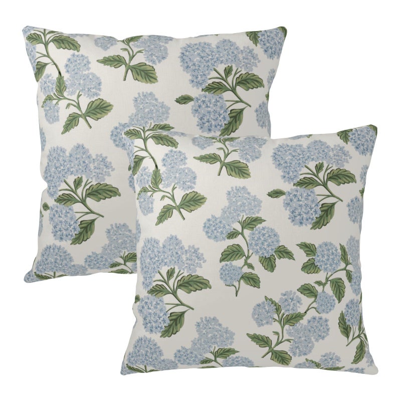 18 x 18 inch blue hydrangea flower double-sided printed pillow case 2 outdoor living room sofa decorative pillowcase - Image 1