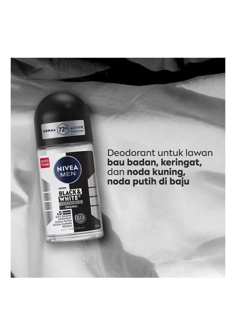 Nivea Men Deodorant Roll On Black & White Invisible Original 72h 50ml (Pack of 2pcs) - Image 3