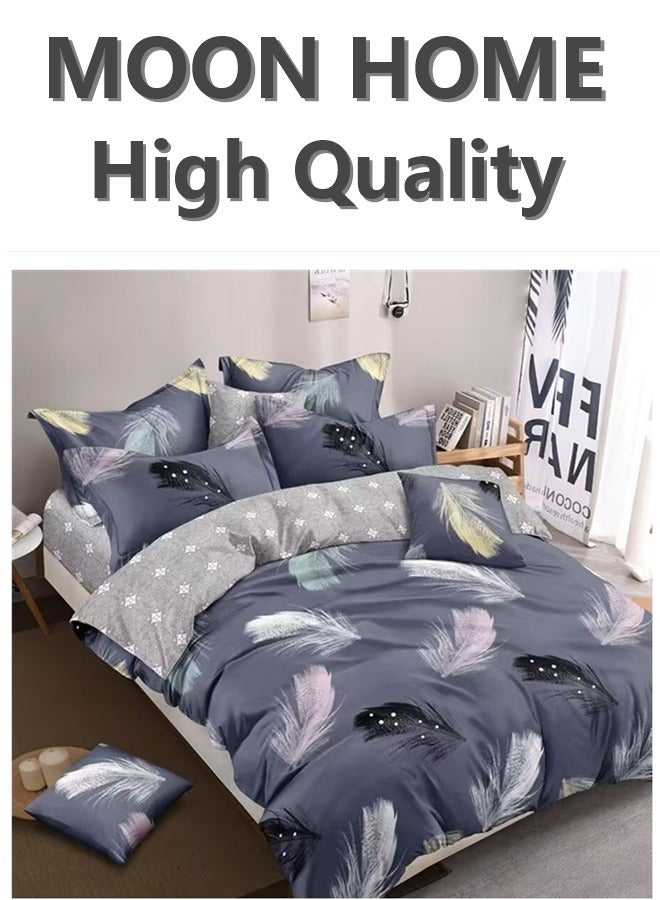 MOON HOME Luxury 6-Piece Duvet Cover Set – King/Queen/Single Sizes – Includes Comforter Cover, Fitted Sheet & 4 Pillowcases – Elegant & Comfortable Bedding