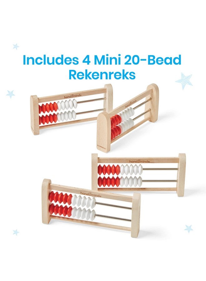 hand2mind hand2mind 20-Bead Wooden Rekenrek Abacus, Colored Abacus for Kids Math, Wooden Counting Math Manipulatives, Bead Counters for Kids Math, Learn Counting and Numbers, Homeschool Supplies (Set of 4)  - Image 2