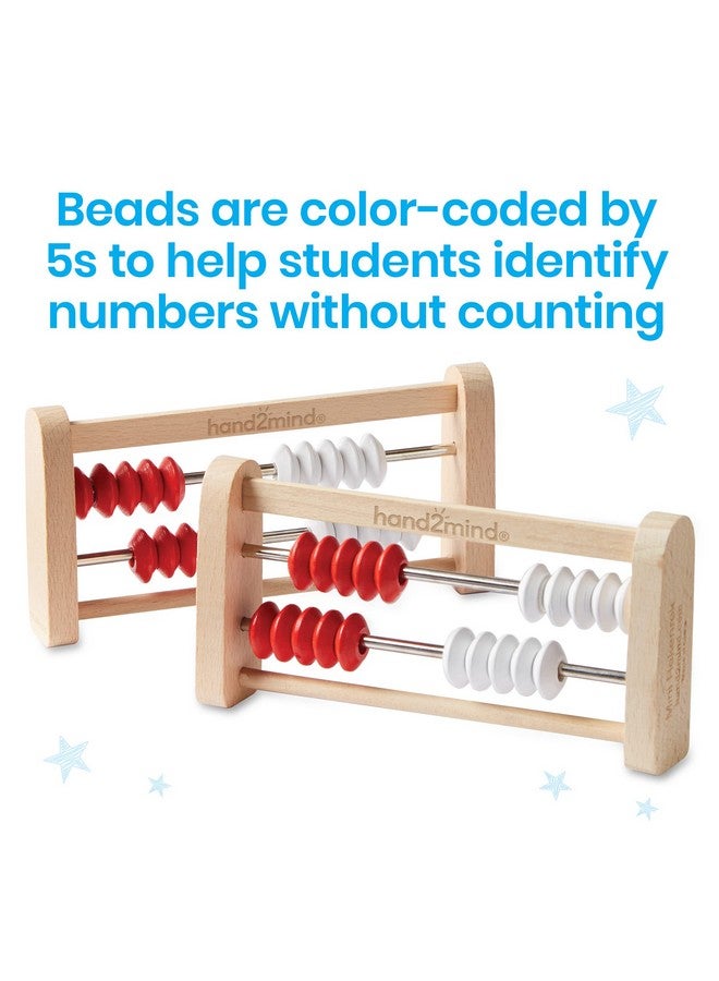 hand2mind hand2mind 20-Bead Wooden Rekenrek Abacus, Colored Abacus for Kids Math, Wooden Counting Math Manipulatives, Bead Counters for Kids Math, Learn Counting and Numbers, Homeschool Supplies (Set of 4)  - Image 3
