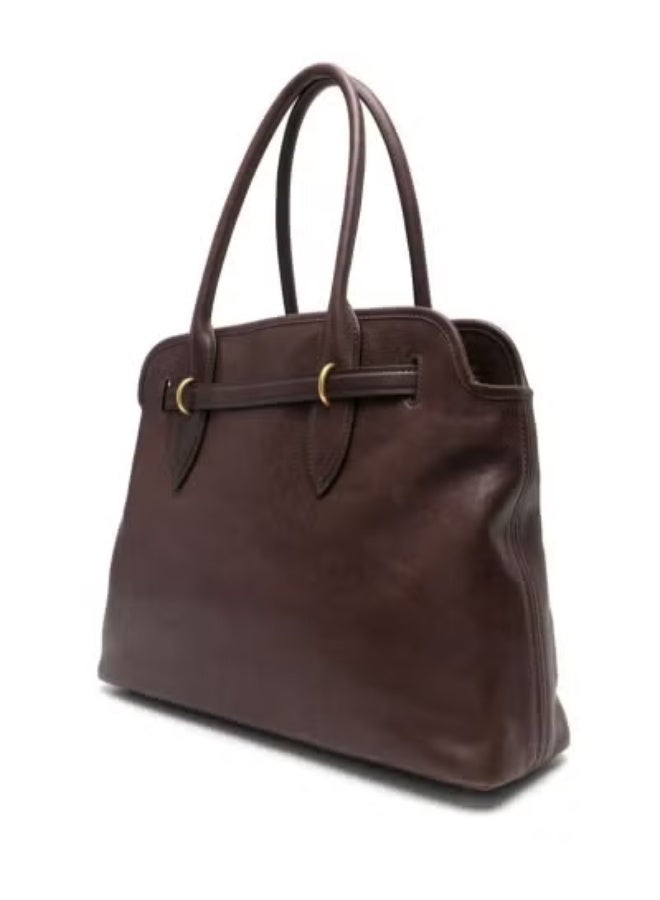 MIU Miu Aventure Nappa Leather Bag,  Women's Tote Bag, Women's Shoulder Bag, Women's Hand Bag, Women's Cross Body Bag, Women's Travel Bag, Dark-Brown-40cm - Image 3