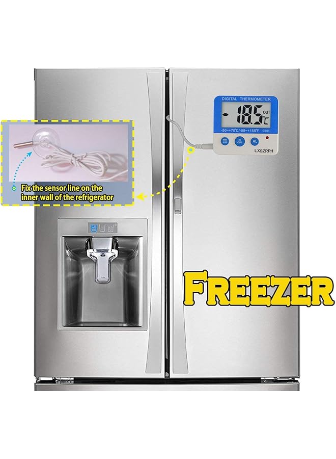 erorex Refrigerator Freezer Thermometers With Max Min Memory With High And Low Temperature Alarm Settings With Led Indicator And Magnet For Kitchen Home Restaurants 2 Pcs - Image 3