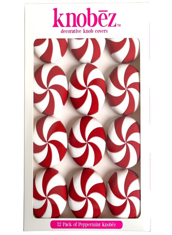 Knobēz: Red Peppermint Decorative Knob Covers Package of 12 (Red) - Image 1