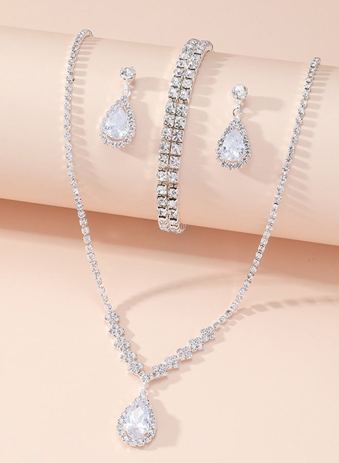 DUNISO 4Pcs Clutch Bag Rhinestone Jewelry Set with Necklace Earrings Bracelets Rhinestone Purse Bag Evening Bag Wedding Bridal Bridesmaid Costume Jewelry Set for Women and Girls Dress Accessories - Image 3