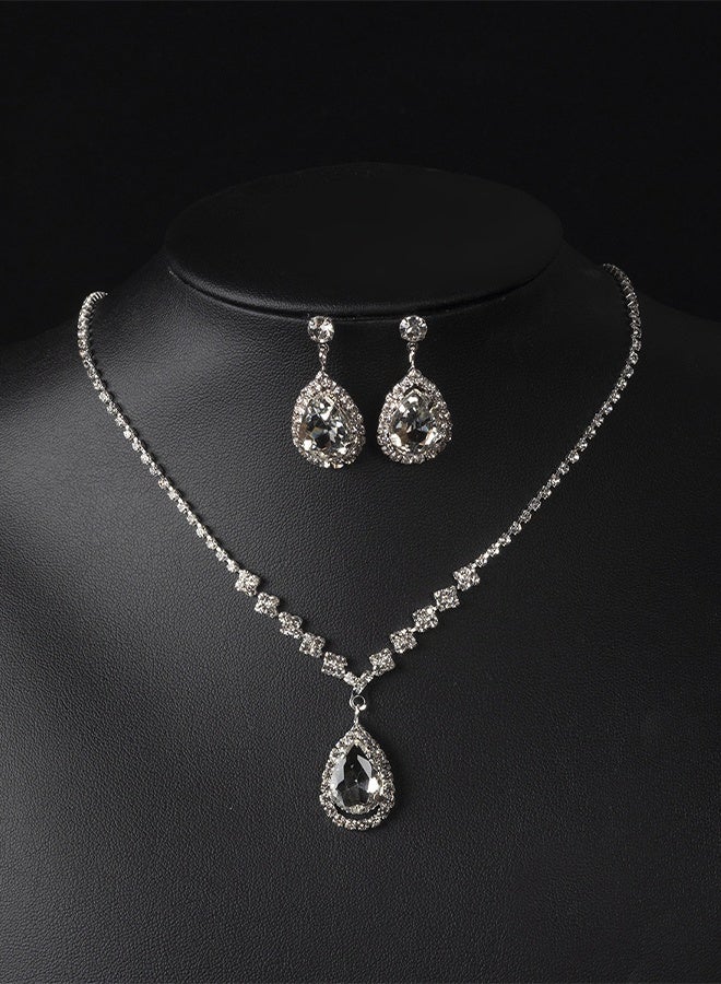 DUNISO 4Pcs Clutch Bag Rhinestone Jewelry Set with Necklace Earrings Bracelets Rhinestone Purse Bag Evening Bag Wedding Bridal Bridesmaid Costume Jewelry Set for Women and Girls Dress Accessories - Image 5