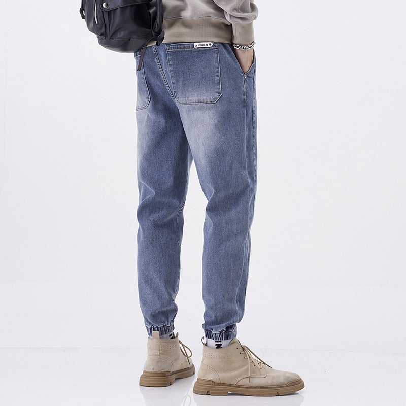 Xintang High-Grade Jeans Men'S Quality Trendy Casual Pants Men'S New Japanese Tie-Legged Hareenku Boys