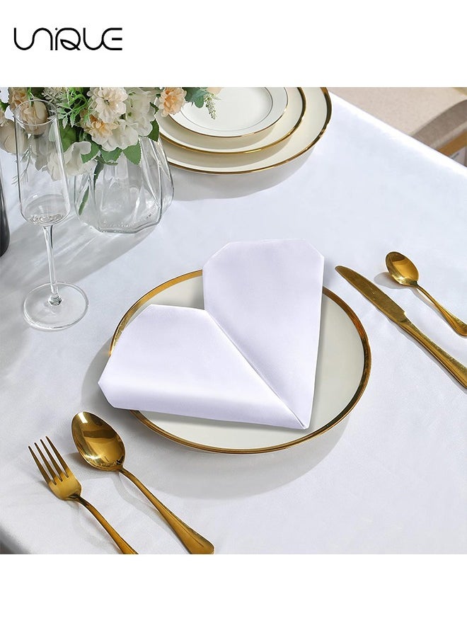 Unique 10 Pcs Satin Napkins, Square Table Napkins, 17x17" Soft Dinner Napkins Elegant Silk Napkins for Dinner Wedding Parties, Soft Smooth Fabric Washable Napkins for Parties, Weddings and Dinners (White)  - Image 4