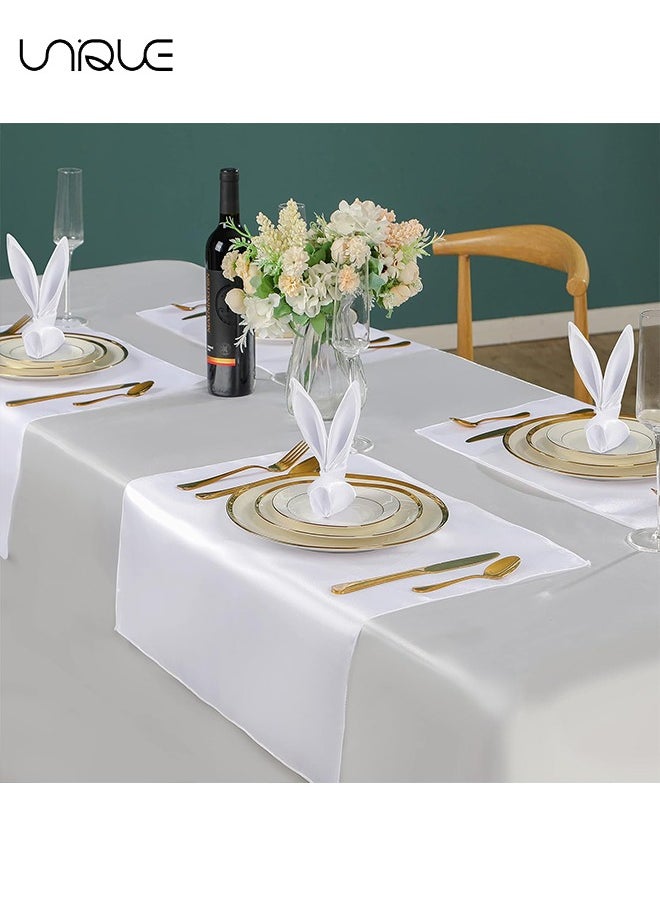 Unique 10 Pcs Satin Napkins, Square Table Napkins, 17x17" Soft Dinner Napkins Elegant Silk Napkins for Dinner Wedding Parties, Soft Smooth Fabric Washable Napkins for Parties, Weddings and Dinners (White)  - Image 5
