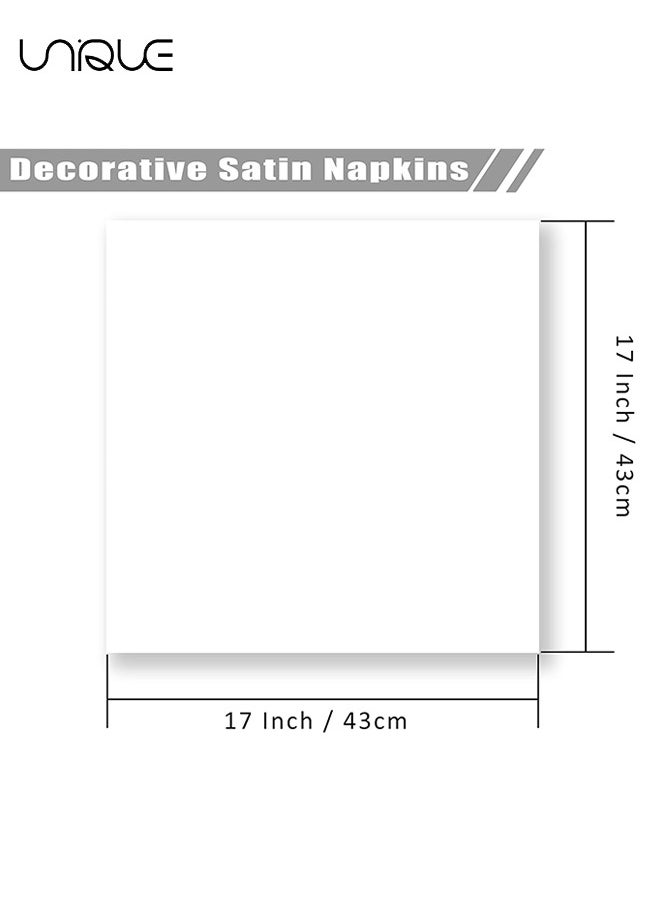 Unique 10 Pcs Satin Napkins, Square Table Napkins, 17x17" Soft Dinner Napkins Elegant Silk Napkins for Dinner Wedding Parties, Soft Smooth Fabric Washable Napkins for Parties, Weddings and Dinners (White)  - Image 2
