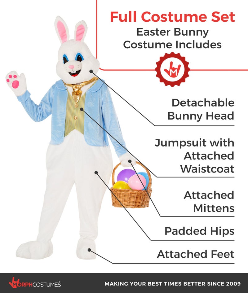 Morph Deluxe Easter Bunny Costume Adult, Bunny Suit, Easter Costumes for Adults, Rabbit Costume Adult, Large - Image 2