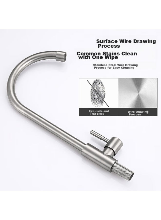 Larsd Kitchen Faucet, 304 Stainless Steel Single Cold Sink Faucet, Laundry Sink Mop Sink Faucet Ld-08 - Image 3