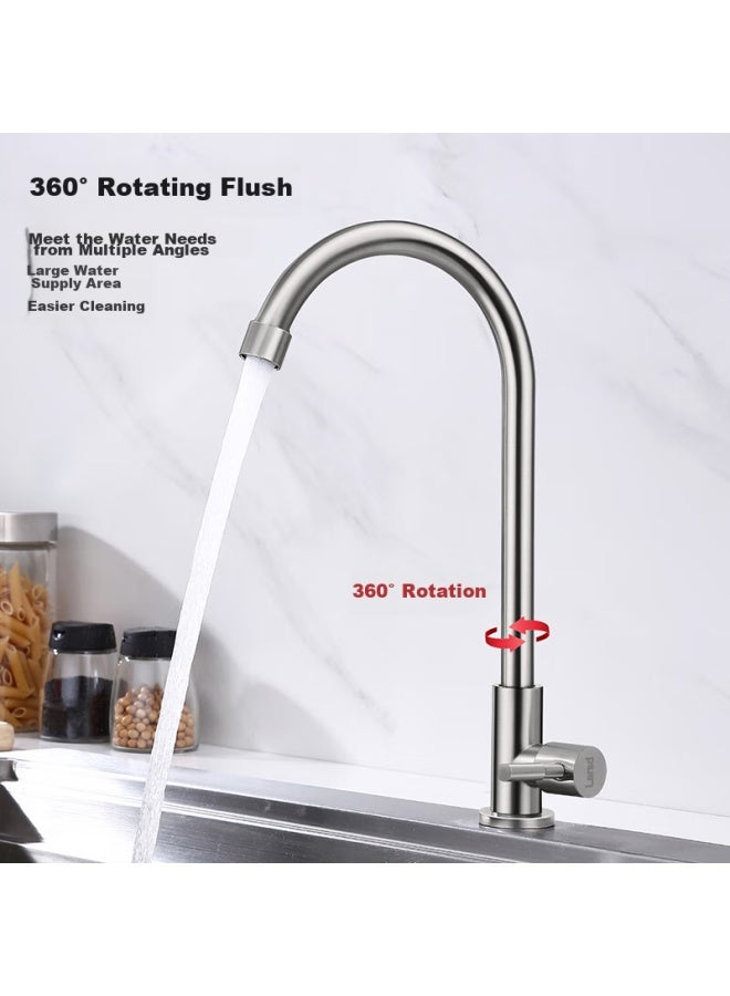 Larsd Kitchen Faucet, 304 Stainless Steel Single Cold Sink Faucet, Laundry Sink Mop Sink Faucet Ld-08 - Image 1