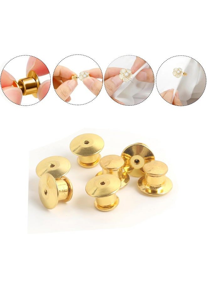 suyncyi 30 PCS Locking Pin Backs,Locking Pin Keepers,Metal Pin Backing for Brooch Enamel Lapel Pin Lock(Golden) - Image 3
