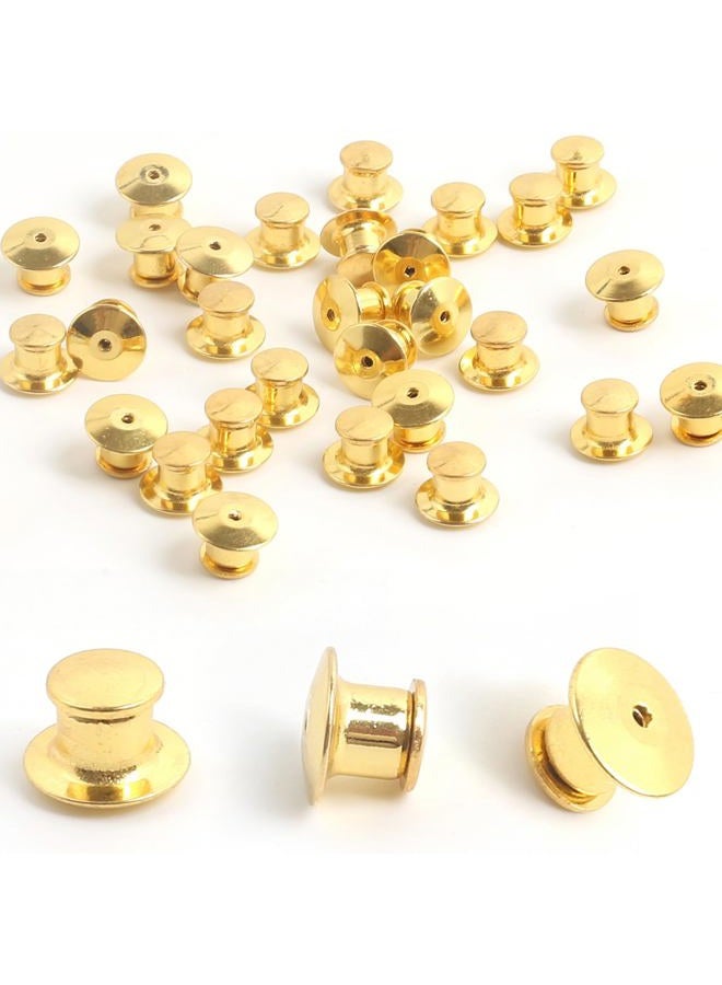 suyncyi 30 PCS Locking Pin Backs,Locking Pin Keepers,Metal Pin Backing for Brooch Enamel Lapel Pin Lock(Golden) - Image 1