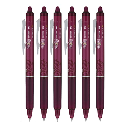 Pilot FriXion Ball Clicker Retractable Erasable Gel Pen, Fine Point, 0.7mm, Burgundy Ink, 6 Count - Image 1