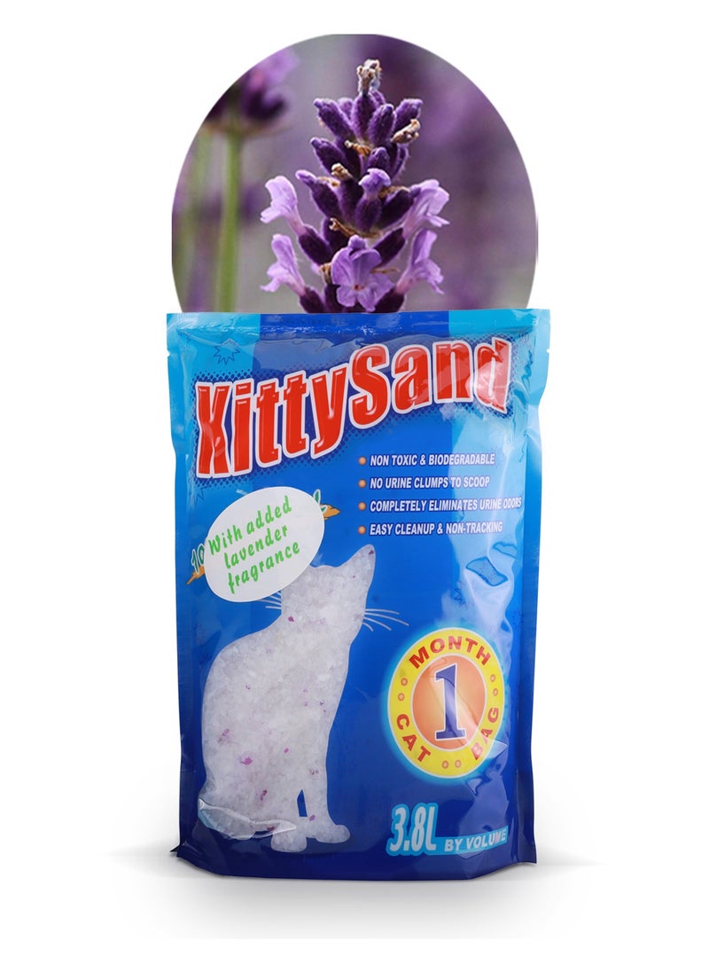 Kitty Sand - 100% Natural, Lavender Scented Silica Crystal Premium Quality Cat Litter 3.8L - Pack of 4 - Image 1