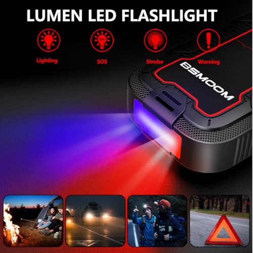 BSMOOM Car Jump Starter, 3000A Battery Jump Starter Portable(for 7.0L Gas or 5.5L Diesel Engine), 12V Car Battery Jump Starter,Jump Start Battery Pack with Jumper Cables, LED Light, USB QC3.0 - Image 5