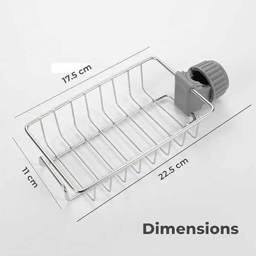 MorivaHomes Kitchen Sink Faucet Organizer Rack Adjustable Soap Holder for Bathroom Faucet Sponge Holder for Scrubbers, Soap (Silver, Pack of 1) - Image 4