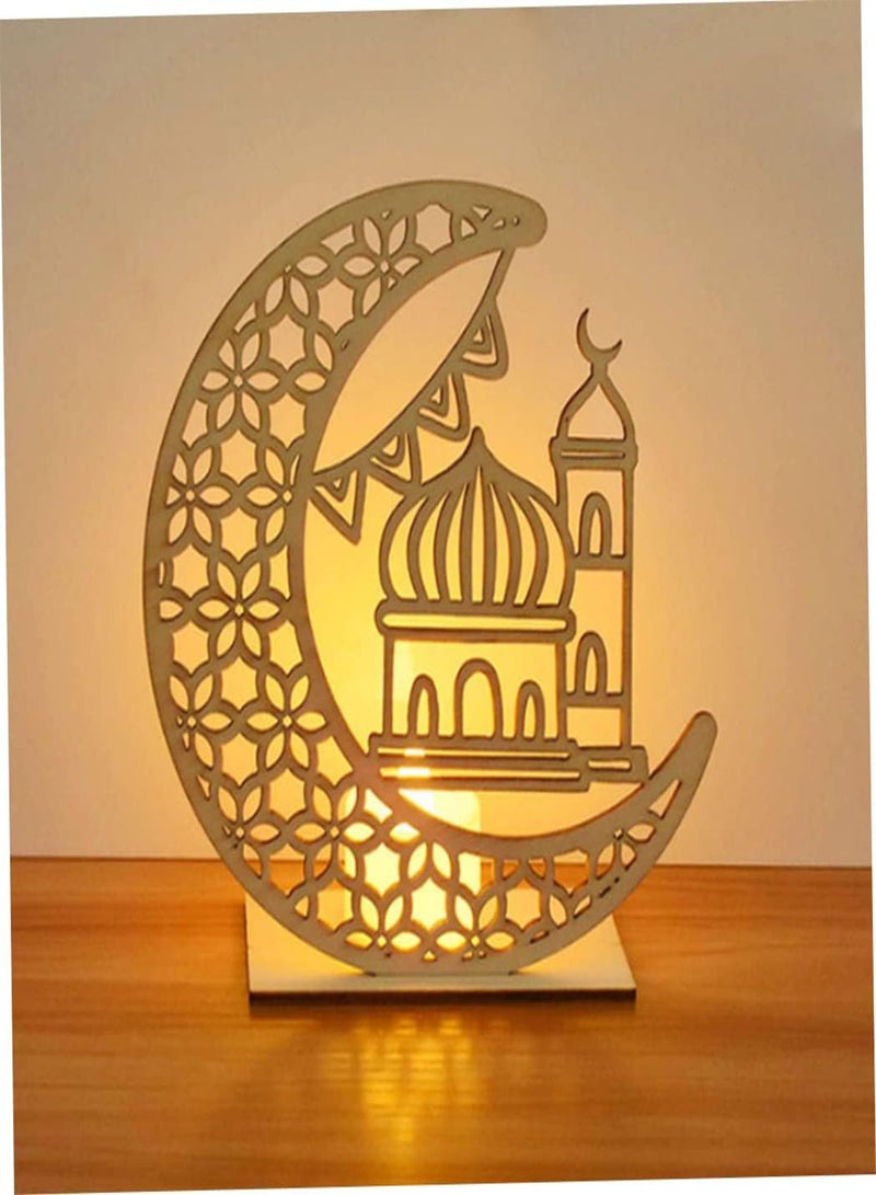 GGOOT Ramadan Decorations Light Ramadan Table Lights LED Wooden Eid Lights for Eid Ramadan Decoration  - Image 3