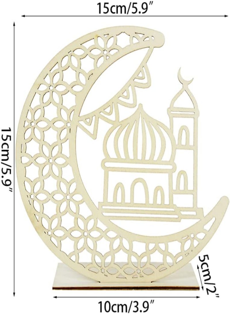 GGOOT Ramadan Decorations Light Ramadan Table Lights LED Wooden Eid Lights for Eid Ramadan Decoration  - Image 5