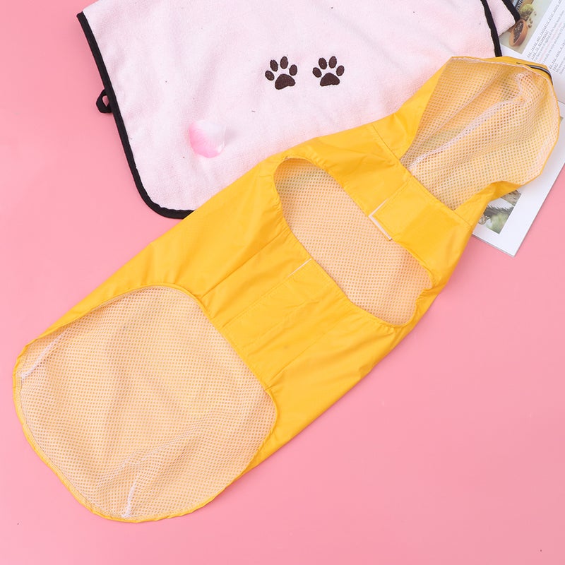 Reflective Hooded Pet Dog Raincoats Big Dogs Clothes Dog Raincoat Puppy Poncho(Yellow,4XL) - Image 5