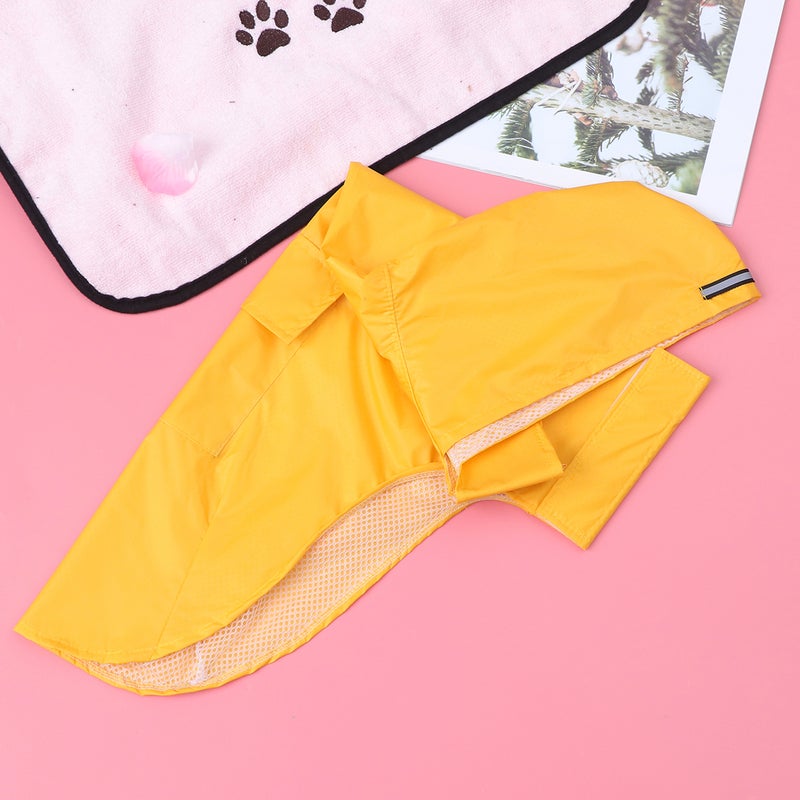 Reflective Hooded Pet Dog Raincoats Big Dogs Clothes Dog Raincoat Puppy Poncho(Yellow,4XL) - Image 1