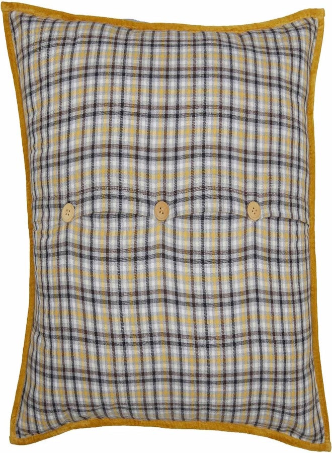 Piper Classics غطاء وسادة أوروبي من بايبر كلاسيكس بنقشة مربعات مورنينج ميدو، مقاس 26 × 26 بوصة، طقم سرير خريفي مريح مع حواف مخملية بلون الخردل على غطاء الوسادة، ديكور غرفة نوم خريفي - Image 2